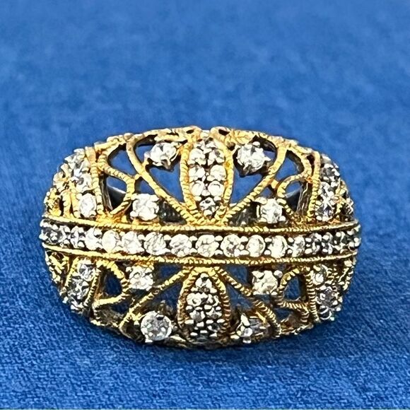 Gold‎ plated Diamondesque Statement Cocktail Ring - 8.5 - Picture 5 of 11